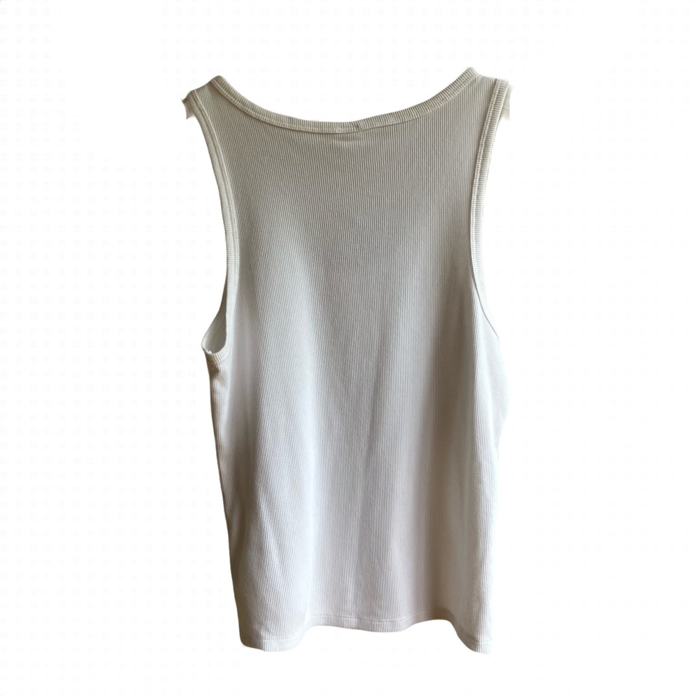 Gap Ribbed Scoopneck Tank Top Size L White Sleeveless Cotton Normcore Minimalist - Picture 6 of 9